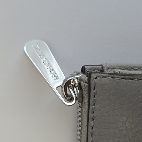Michael Kors Women's Long Gray Pebbled Leather Zip Wallet - Picture 4 of 13